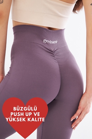 Gymhams Kalçası Büzgülü Premium Fitilli Ekstra Push Up Yükse Eflatun
