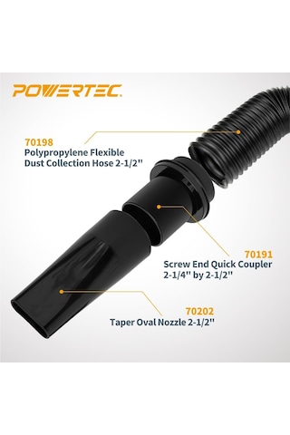 Powertec 70198 Esnek Toz Toplama Hortumu, 6,4 Cm Uzunluğunda 1