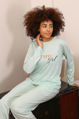 Akbeniz Kadın Penye Uzun Kol Pijama Takım 4188 - L Su Yeşili