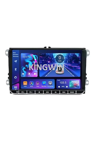 9 İnç Volkswagen Skoda Uyumlu 8gb Ram 128gb Hafıza Android Carplay Multimedya Arka Kamera 9"