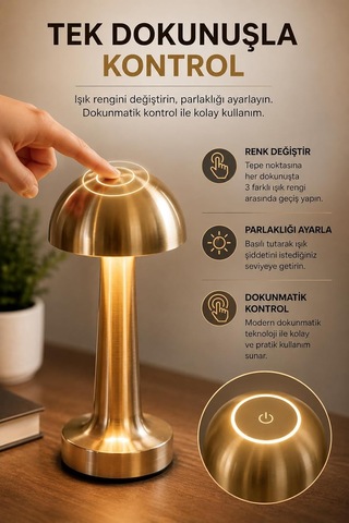 Şarjlı Dokunmatik Metal Masa Lambası Silver 3 Renk Işık, Ayarlanabilir Parlaklık, Kablosuz Led Gece Lambası Ev, Ofis, Kafe, Restoran Ve Yatak Odası Dekoratif Aydınlatma Diğer