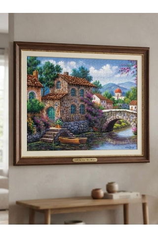Su Yolu Ve Yamaç Evleri İkili Set - 2 X 1000 Parça Manzara İkili Puzzle Seti