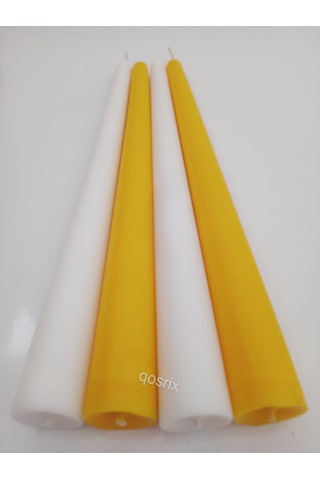 Yılbaşı Özel Serisi 4'lü Sarı Beyaz Şamdan Doğal Kokulu Soya Mumu