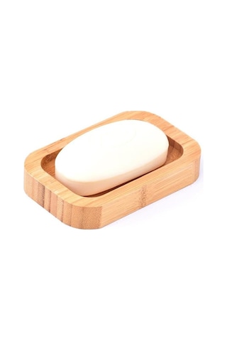 Bambu Katı Sabunluk Mutfak Banyo Ahşap Sabun Kutusu Oval Delikli