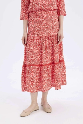 DeFacto Regular Fit Çiçek Desenli Esnek Belli Kiloş Midi Etek E5958AX25SPRD87