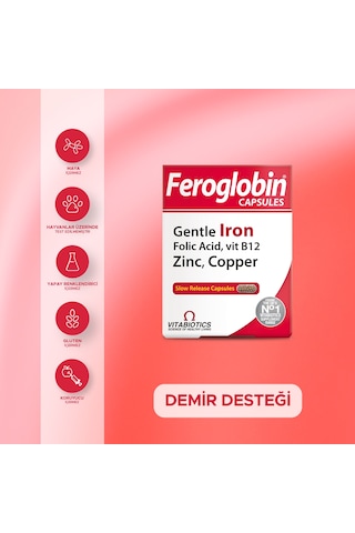 Vitabiotics Feroglobin Takviye Edici Gıda 30 Capsules