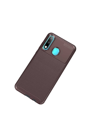 Kilifone - Huawei P30 Lite Uyumlu Kılıf Parmak İzi Tutmayan Karbon Negro Silikon Kapak - Kahverengi - T7380