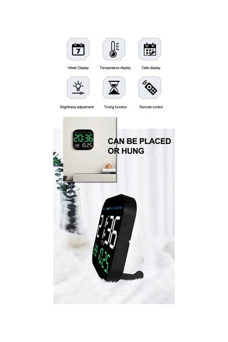 Zilinn Dijital Duvar Saati Led Çalar Saat Zamanlama Fonksiyonlu Büyük Ekran Oturma Odası Ofis Yatak Odası Dekoru İçin Uzaktan Kumandalı Saat Üç Renkli-107 Çok Renki