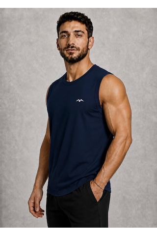 Axxel Erkek Lacivert Bisiklet Yaka Kolsuz T-shirt-d690