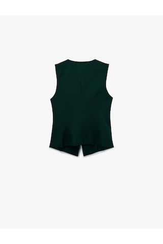 Koton Bisiklet Yaka Düğmeli Blazer Yelek Yeşil 6wak20040pw Yeşil