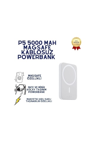 P5 5000 Mah Magsafe Kablosuz Powerbank Manyetik Hızlı Şarj Taşınabilir Şarj Cihazı-1632 Diğer