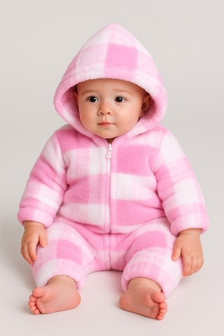 Kışlık Tatlı Peluş Welsoft Tulum Kız Bebek Tulum Pembe