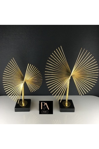 Gold 2'li P Ofis Metal Aksesuar Biblo Ev Salon Dekorasyon Obje