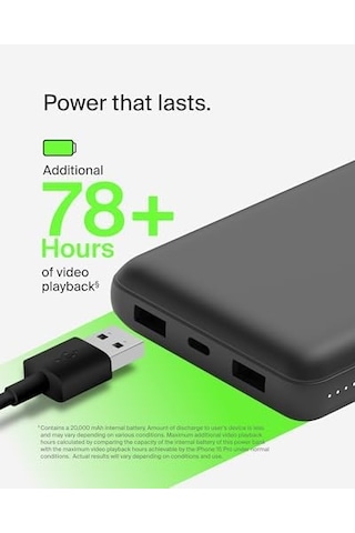 Usb C Taşınabilir Powerbank 20000 Mah, Usb Tip C Giriş Çıkış Bağlantı Noktalı 20k Güç Bankası İçin Usb C - A Kablosu Dahil 2 Usb A Bağlantı Noktası, Siyah Diğer