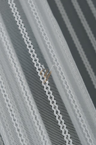 Simli Çift Makarna Tül Perde 2201 V-gümüş Gümüş