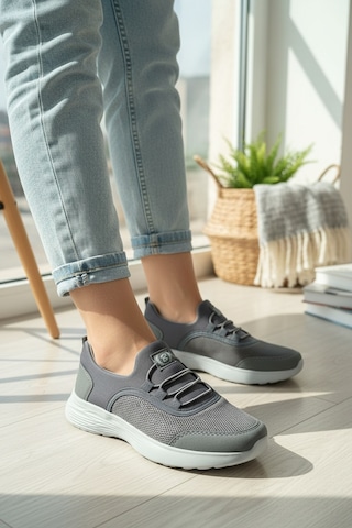 Enoch Kadın Bağcıksız Esnek Tabanlı Günlük Spor Ayakkabı Yürüyüş Sneaker Füme