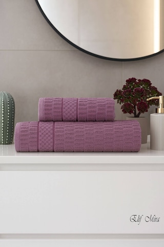 Banyo Havlu Seti %100 Pamuk 2 Parça 50 90 + 90 150 Cm Soft Comfort Mürdüm