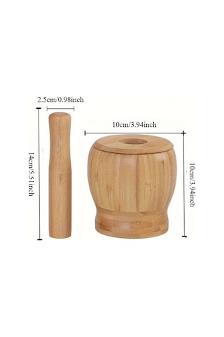 Willowhaven Multicolor Premium Bambuz Sarımsak Ve Baharat Havanı Kolay Kullanım Doğal Sos Ve Salata