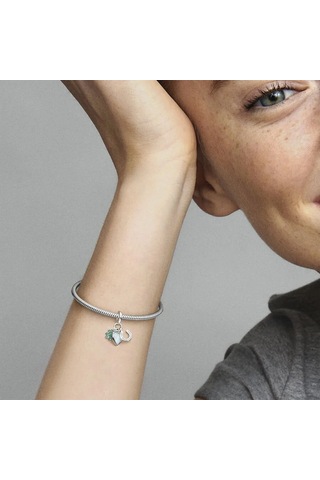 Nur Silver Dört Yapraklı Yonca, Kalp Ve At Nalı Üçlü Sallantılı Charm Nur-cm00455 Gümüş