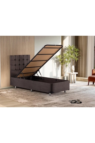 Niron Rama Füme Baza Ve Başlık Seti, Tek Kişilik 90x200 cm Baza V
