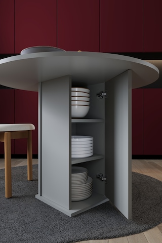 Modern Dolaplı 4 Kişilik Mutfak Yemek Masası %100 Mdf Mutfak Yemek Odası Masası Ym04 Kül Gri