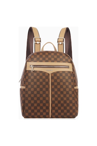Cengiz Pakel Monogram Kullanışlıkadın Sırt Çantası - 7368p - Kahve/toprak Çok renkli
