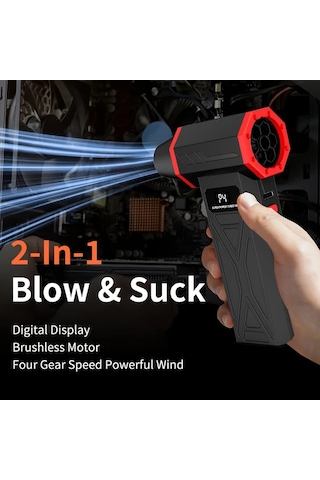 Fochsia Aicevoos Şarj Edilebilir Yüksek Hız Turbo Jet Fan Toz Üfleme Aleti Vakum Aksesuarlı Siyah