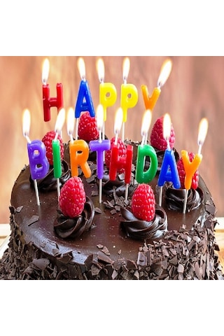 Renkli Yazılı Happy Bırthday Doğum Günü Mumu Renkli Happy Bırthday Pasta Mumu Happy Bırthday Candle Renkli