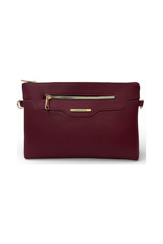 Sanmorris Kadın Suni Deri Ayarlanabilir Çapraz Ve El Askılı Portföy, Clutch Çanta S-1360 Bordo