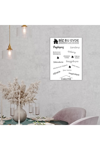 Decorita Cam Tablo | Biz Bir Aileyiz - Beyaz Fon