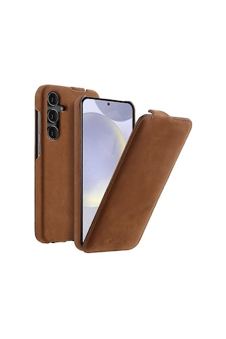 Melkco Samsung Galaxy S24 Kılıfı Dikey Çevirmeli Hakiki İnek Derisi Telefon Kılıfı Tam Koruma Çok Renkli