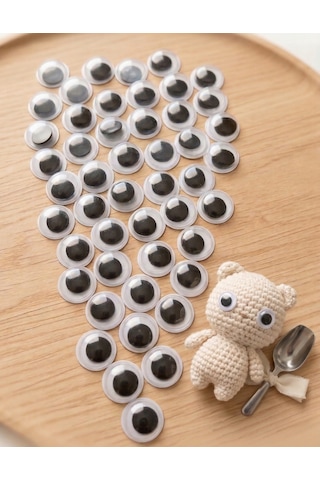 8mm Oynar Göz - Hobi, Amigurumi Ve El Sanatları İçin - 50 Adet Beyaz