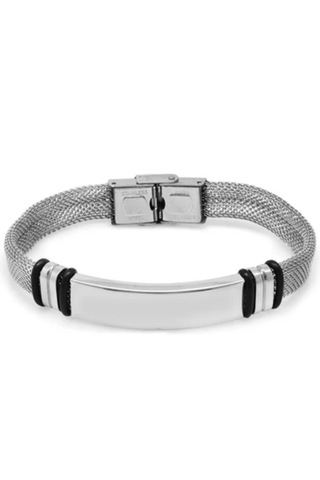 Tamamı Saf Çelik Gümüş Renk Hasır Hafif Kordonlu Bileklik 22 Cm Gümüş