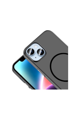 Apple iPhone Uyumlu 13 Kılıf M-safe Şarj Özellikli Zore Lora Pc Kapak - Siyah