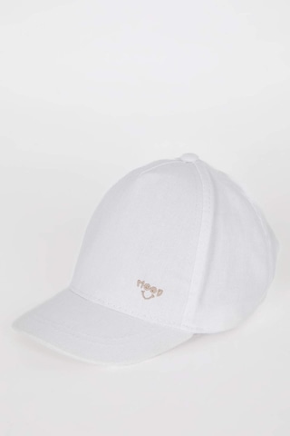 DeFacto Kız Bebek Nakışlı Keten Karışımlı Cap Şapka D6882A525SMER83 Ekru