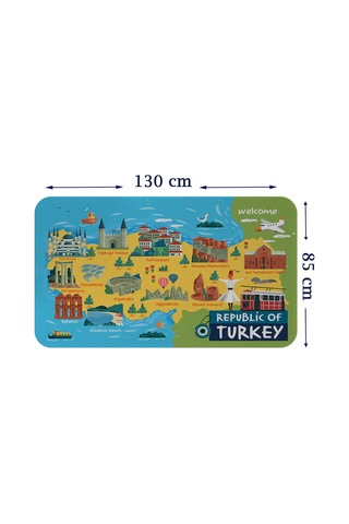 Eğitici Ve Öğretici Cocuk Odası Türkiye Haritası Duvar Sticker-85x130-3871 Çok Renkli