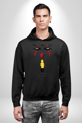 Pennywise Vs Georgie Korku Filmi Kadın Erkek Siyah Kapüşonlu Sweatshirt Hoodie Siyah