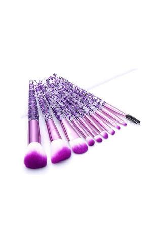 Makyaj Fırçası Seti Seyahat Makyaj Fırçaları Allık Fırçası Kristal Makyaj Fırçaları Mor Makyaj Fırçaları Simli Makyaj Fırçaları Mor