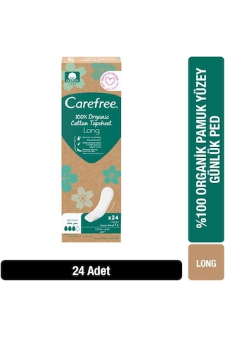 Carefree Organic Cotton Topsheet Uzun Günlük Ped 24'lü Paket
