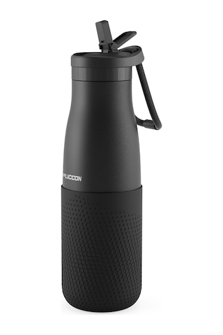 Siyah 500 Ml Çelik Okul Matarası - Silikon Gövdeli Nokta Çelik Termos - 50026 Çok Renkli
