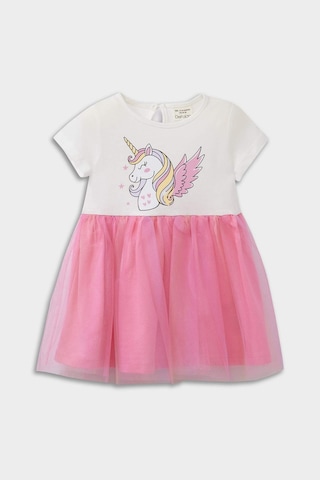 DeFacto Kız Bebek Unicorn Baskılı Kısa Kollu Yazlık Tül Elbise E8723A525SMER105