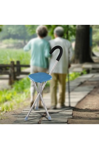 Dolıty Katlanır Baston Koltuk Rahat Kolu 34 Inç Uzun Kare-mavi