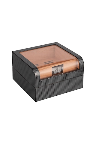 Cigarloong Camlı Puro Kutusu Humidor Karbon Desen 60's