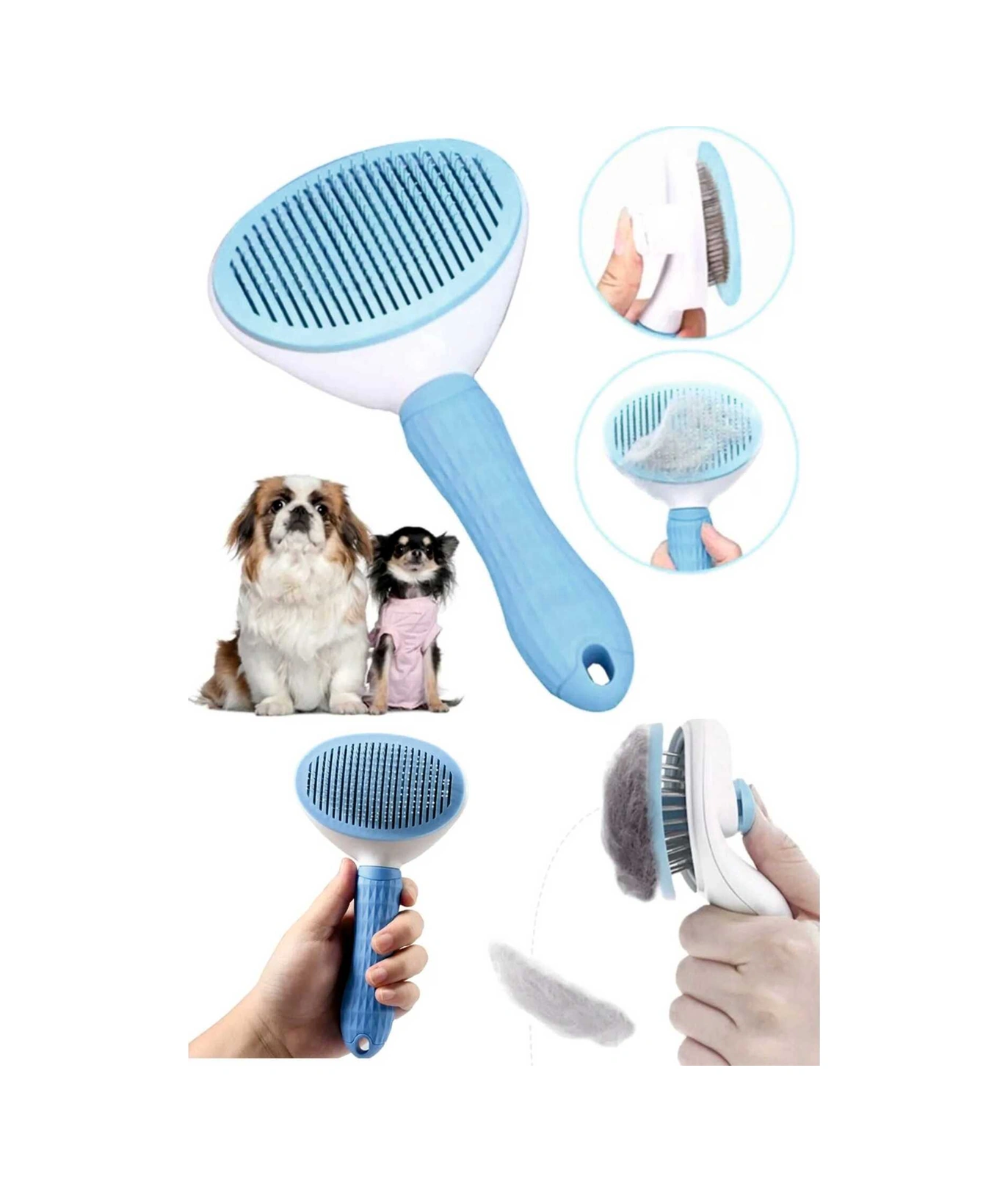 Pet Tarağı Otomatik Temizlenen Tuşlu Evcil Hayvan Fırçası Kedi Köpek Tüy Toplayıcı Tarak