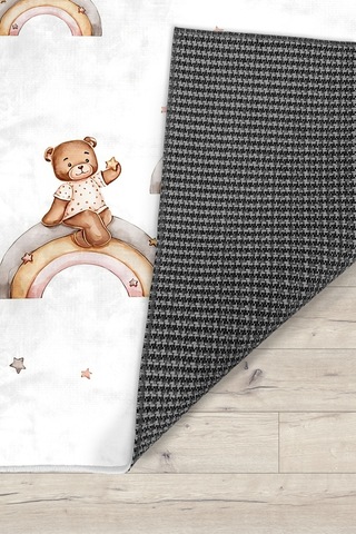 Ayıcıklı Bambu Bebek Çocuk Halısı Beyaz