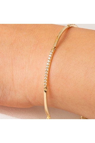 Gümüş Bileklik - Sıra Taşlı Modern Tasarım Şık 925 Ayar Gümüş Bileklik Gümüş