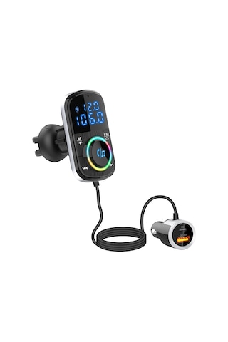 Cbtx Bluetooth Araç Fm Verici Ses Adaptörü Alıcı Pd Ve Qc3.0 Bluetooth Araç Adaptörü Renkli Led Arkadan Aydınlatmalı