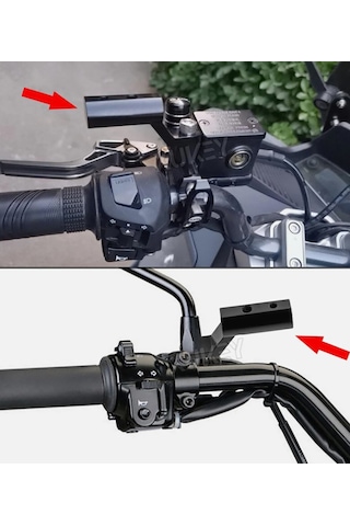 Motosiklet Scooter Nmax Pcx Üniversal Ayna Uzatıcı Ve Telefon Kamera Gps Tutucu Bar Siyah