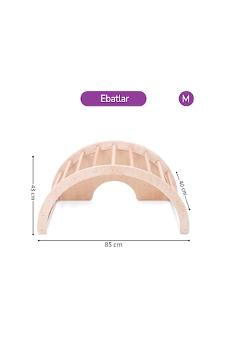 Rozitoys Doğal Ahşap Pikler Kemer, Çok Fonksiyonlu Montessori Salınma Ve Tırmanma Oyuncağı, 3 Boy Seçenekli Gri, Orta: 43 X 85 X 40 Cm