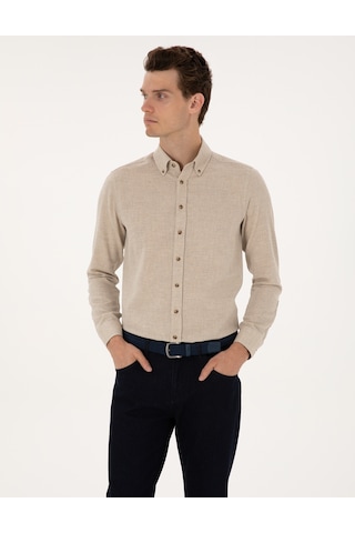 Pierre Cardin Erkek Bej Gömlek Desenli 50316768-vr011 Bej